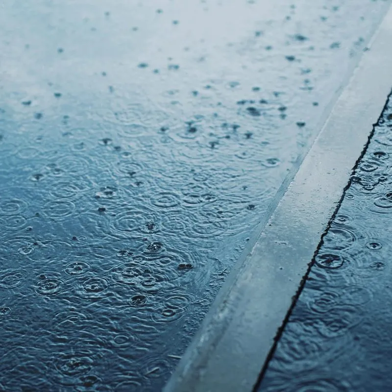 Stormwater falling on pavement